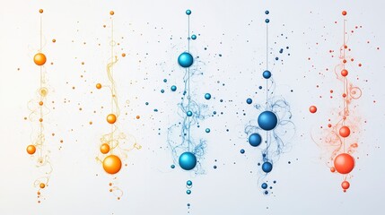 Poster - Abstract design featuring colorful spheres and intricate lines, representing a blend of art and science.
