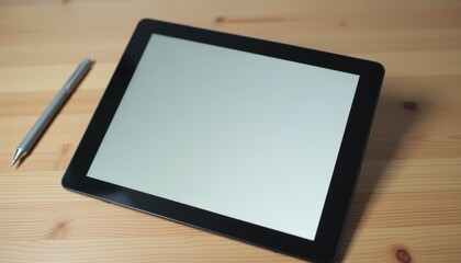 Aufkleber - Modern tablet and pen on wooden desk  