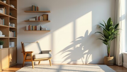 Poster - Modern living room with sunlight and a green plant  