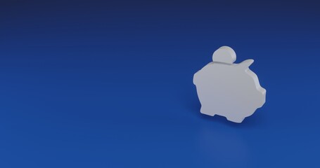 Poster - Isolated realistic white piggy bank symbol with shadow. Located on the right side of the scene. 3d illustration on transparent background