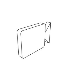 Poster - The outline of a large video camera symbol is made with black lines. 3D view of the object in perspective. Vector illustration on white background