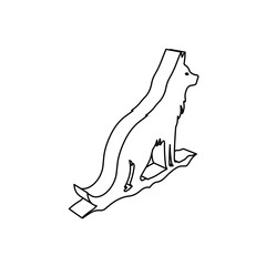 Poster - The outline of a large wild wolf symbol is made with black lines. 3D view of the object in perspective. Vector illustration on white background