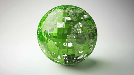 Poster - Green Global Network Technology Digital World Data Sphere Innovation Eco Friendly Sustainable Business Global Connection Digitalization Worldwide     