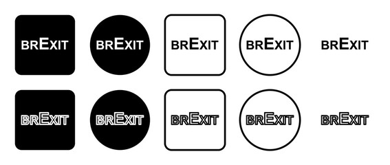 Poster - Icon set of brexit symbol. Filled, outline, black and white icons set, flat style.  Illustration on transparent background