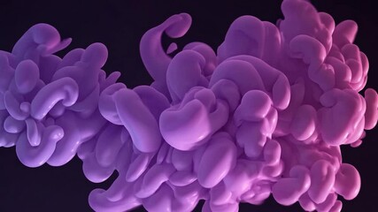 Poster - Ink clouds dynamically swirling and expanding within water, generating mesmerizing abstract patterns against deep black background with fluid color blending and ethereal visual effects