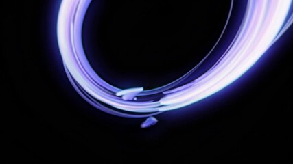 Poster - Purple light trails swirling dynamically against dark background, creating mesmerizing visual patterns with fluid motion and vibrant luminous energy