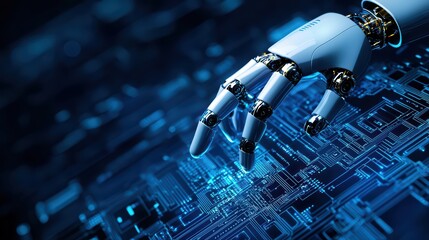 Poster - Robotic hand reaching for digital circuit board