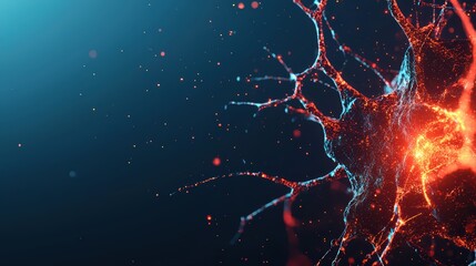 Poster - Abstract image of neuron with glowing features