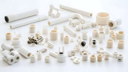 Poster - an assortment of various pvc pipe fittings including elbows tees couplings and other accessories nea