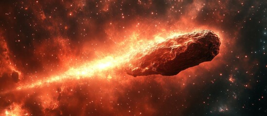 fiery asteroid cosmic nebula flight