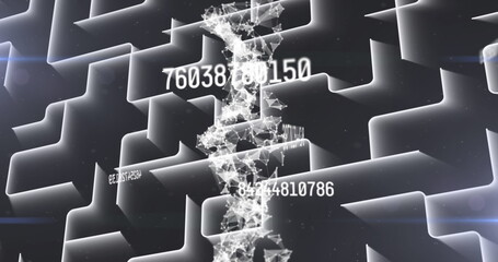 Poster - image of dna strand spinning over white line