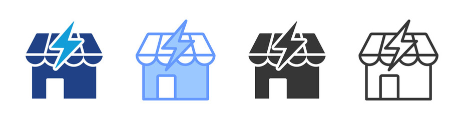 Poster - Market Disruption icon set multiple style collection