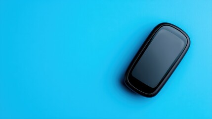 Poster - Modern smartphone on vibrant blue background surface
