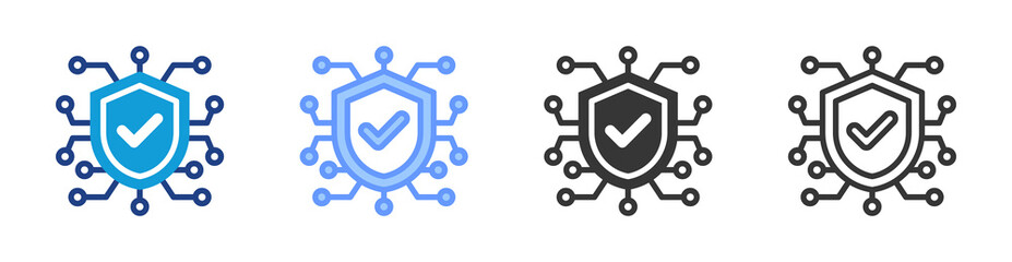 Poster - Online Security icon set multiple style collection