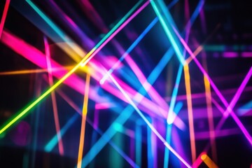 Wall Mural - vibrant, intersecting neon lines create a dynamic, abstract visual effect