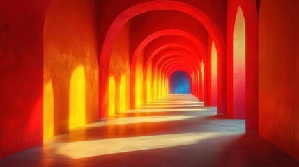 Poster - Abstract Vibrant Geometric Interior with Cozy Table and Dramatic Light Shadows