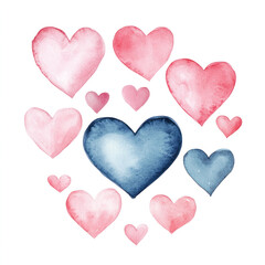 Poster - A collection of hearts in various colors, including pink and blue. The blue heart is surrounded by pink hearts, creating a sense of harmony and balance. Scene is one of love and affection