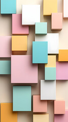 Poster - Pastel Cubes Abstract Background with Geometric Shapes