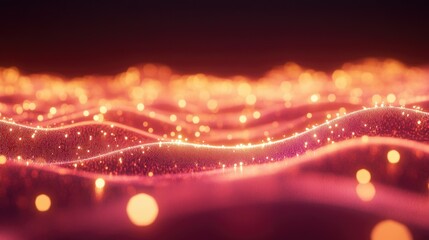 Poster - Abstract digital landscape with flowing waves of pink and purple hues. creating a serene atmosphere. suitable for backgrounds in technology or art projects