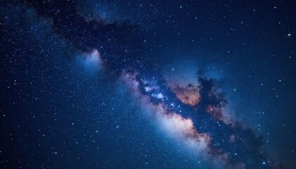 Wall Mural - Vast Milky Way galaxy with countless stars and nebulae against a dark blue background, darkness, universe, night sky