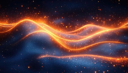 Poster - Abstract Glowing Lines Digital Landscape