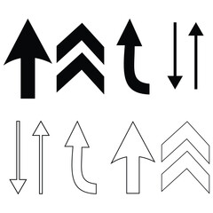 Fototapete - Single headed long arrow set. One sided black and white arrow icon. Vector Formats. Single ended black and white long arrow illustration. Outline white arrow icon.
