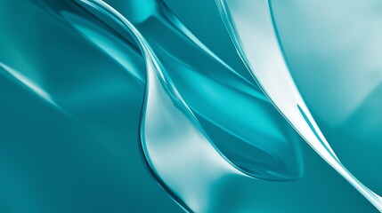 Poster - Soft Teal and Blue Ambient Wallpaper Design with Gentle Curves