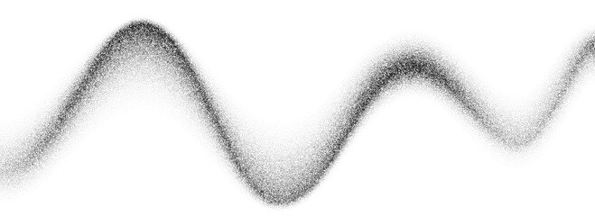 Poster - Grain wavy gradient texture. Black stippled flowing grit background. Grunge noise dot work wallpaper for banner, poster, brochure. Vector undulate sand backdrop with speckles, particles, granules