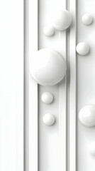 Poster - White Abstract Background with Glossy Spheres and Vertical Lines