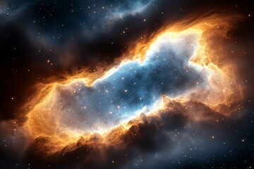 Wall Mural - colorful nebula with orange and blue swirls