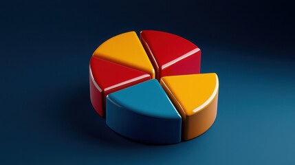 Poster - An engaging 3d pie chart infographic set featuring multiple slices for effective data representation and visual analysis
