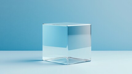 Poster - Elegant glass vase displayed on a blue background highlighting artistic design and contemporary aesthetic appeal