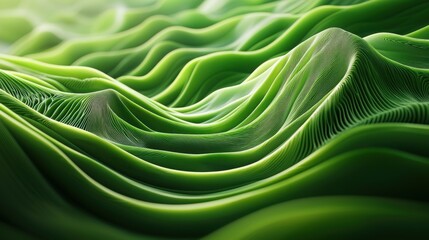 Poster - Flowing green wave pattern symbolizing innovation and sustainability in contemporary design and environmental awareness