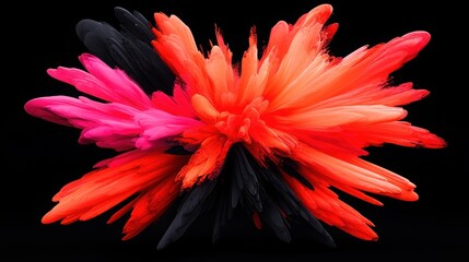 Poster - Stunning flower bloom against a dramatic black background creating an impactful visual explosion of colors and beauty