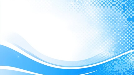 Poster - Striking blue and white background in abstract dotted wave connection creating a calming and energetic visual experience