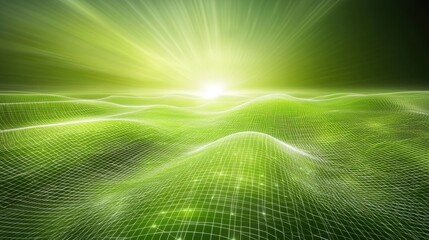 Poster - Lush green abstract background illustrating energy flow through green grid creating a vibrant natural atmosphere
