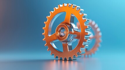 Poster - Close-up of gear wheel with light connections signifying mechanisms of innovation and engineering in modern technology