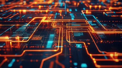Poster - Abstract circuit board featuring intricate layout and design elements showcasing modern technology and innovation