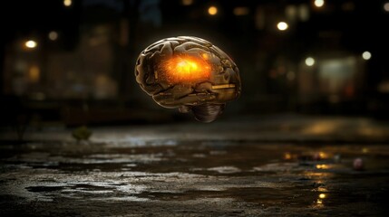 Poster - Light bulb on a wet surface symbolizing ideas and innovations in artificial intelligence and modern technology advancements
