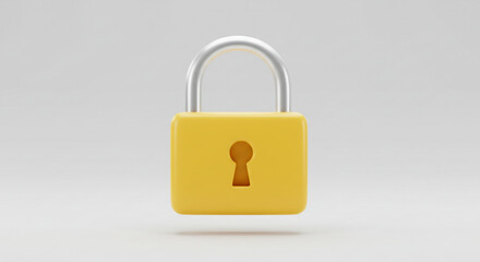 Poster - A cheerful yellow padlock symbolizes secure digital protection, a bright promise of safety in a clean, minimal design.