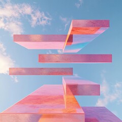 Leinwandbilder - Breakthrough Innovation Reach As High As You Can Day Geometric Gradient Rising Path - Surreal Architectural Visualization for Tech and Creative Strategy Empowerment