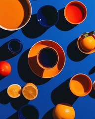 Aufkleber - Vibrant Color Theory Dynamic Citrus and Coffee Minimalist Composition - Creative Lifestyle for Digital Marketing Trends and Sensory Branding Experience