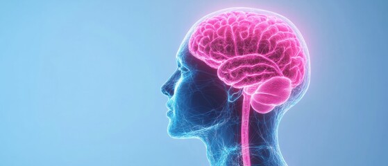 Fototapete - Neurotech Visualization AI-Enhanced Brain Mapping Revealing Cognitive Pathways in Luminescent Biomedical for Precision Healthcare Innovation