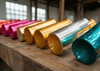 Poster - Metallic Festive Palette Cultural Experience Design with Vibrant Holi Water Pistols - Immersive Event Styling and Creative Color Celebration Storytelling