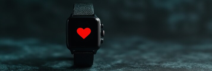 Aufkleber - Minimalist Health Tech Revolution Sleek Black Smartwatch with Vibrant Cardiac Visualization - Next-Gen Wearable Wellness Monitoring for Digital Health Enthusiasts