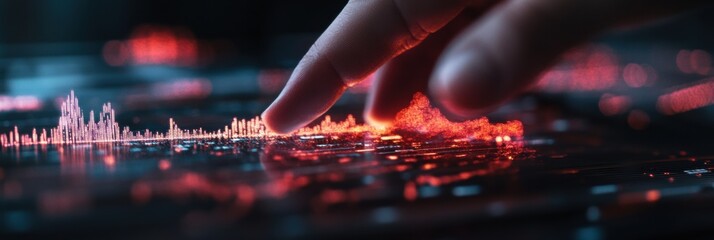 Fototapete - Quantum Data Visualization Immersive Digital Transformation with Futuristic Tactile Interface - AI-Driven Innovation and Emerging Technology Frontier