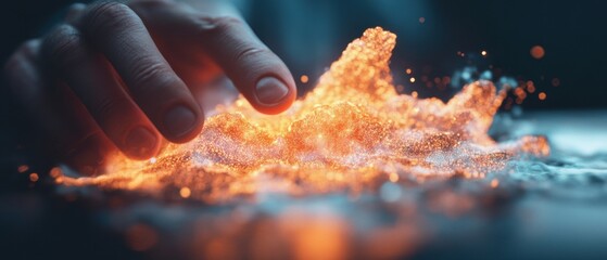 Aufkleber - Quantum Creativity Unleashed Futuristic AI Data Interaction with Luminescent Particle Visualization - Innovative Tech Transformation in Digital Workspace
