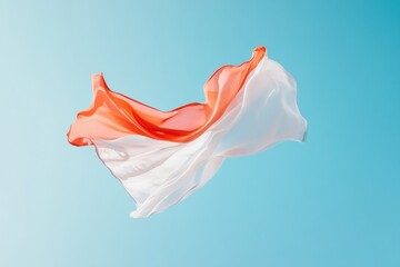Aufkleber - Ethereal Motion Design Soft Coral and White Fabric Flowing in Minimalist Blue Space - Dynamic Texture Inspiration for Creative Branding and Avant-Garde Visual Storytelling