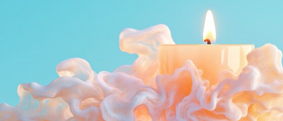 Poster - Mindful Workspace Sanctuary Soft Pastel Candle Aesthetics for Wellness Productivity, Digital Minimalism and Conscious Work-Life Balance