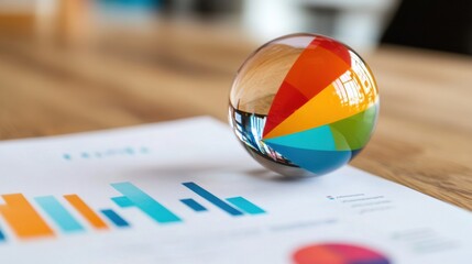 Poster - Vibrant Global Analytics Prismatic Crystal Globe Visualizing Multicultural Business Intelligence and Transparent Market Insights for Future-Forward Strategy